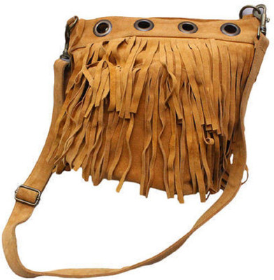 

SS Leathers Women Yellow Leatherette Sling Bag