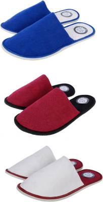 

92 MILES HOME SLIPPERS -PACK OF 3 PAIRS Slippers, Black & maroon