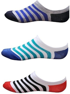 YJ FASHION Men Striped Peds/Footie/No-Show(Pack of 3)