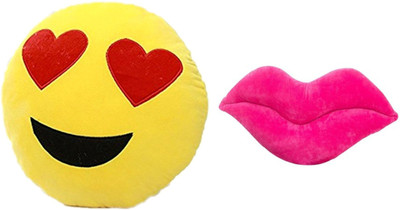 

Babique Smiley Emoji Pillow Cushion Soft Toys Stuffed Plush Combo Heart Eye & Lips pillow For Sofa Bed Home Office Car Decoration Birthday Gift - 35 cm(yellow)