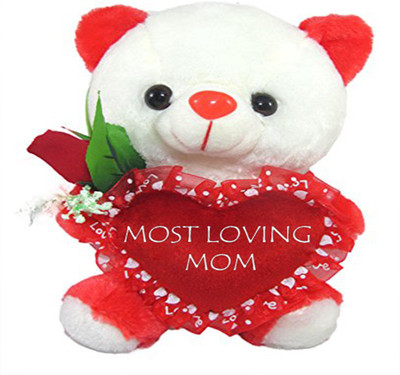 

Tickles Most Loving Mom Heart Teddy Mothers day Special Soft Stuffed Plush Toy - 25 cm(White)