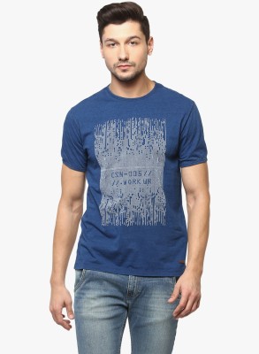 CRIMSOUNE CLUB Printed Men Round Neck Blue T-Shirt