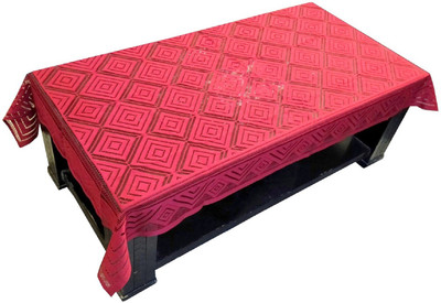 LooMantha Self Design 4 Seater Table Cover(Red, Cotton)