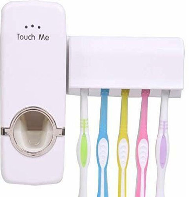 

G-MTIN Toothpaste Dispenser And Tooth Brush Holder Set Plastic Toothbrush Holder(White, Wall Mount)