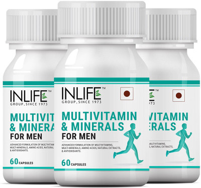 Inlife Multivitamins & Minerals Amino Acids Antioxidants with Ginseng Extract for Men Daily Formula Vitamins Supplement - 60 Capsules (3 - Pack)(180 No)