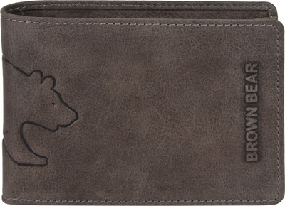 

BROWN BEAR Men Grey Genuine Leather Wallet(8 Card Slots)