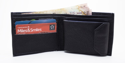 Nietz Boys Black Genuine Leather Wallet(14 Card Slots)