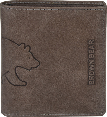 BROWN BEAR Men Grey Genuine Leather Wallet(11 Card Slots)