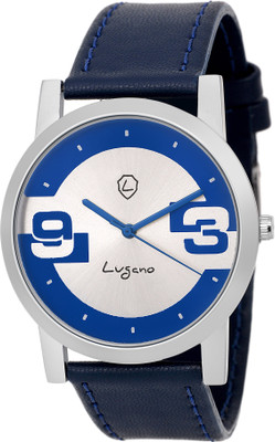Lugano LG 1144 Stylish Arabic & Stick Silver Blue Dial Watch - For Men