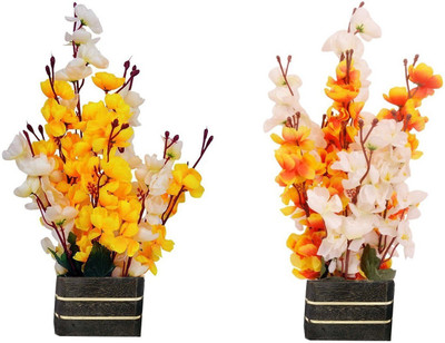 Buy Home Decor And Festive Needs Online In India - kaykon beautiful combo of 2 super quality white yellow white gold orchids artificial