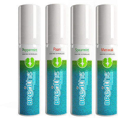 

Breathe Mouth Freshener (Paan,Spearmint,Meswak,Peppermint) Spray(15 g)