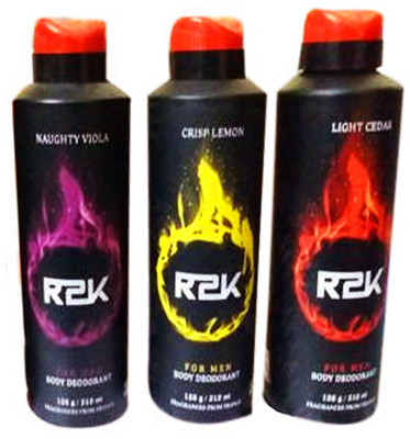 

R2K NAUGHTYVIOLA CRISPLEMON LIGHTCEDAR Body Spray - For Men & Women(210 ml, Pack of 3)