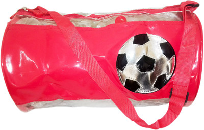 KIDOZ KINGDOM GYM OR SWIMMING TRANSPARENT DUFFEL BAG FOOT BALL Gym Bag(Red)