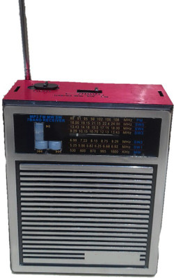 CRETO latest fm radio fm/mw/sw 7 band support memory card, usb pendrive, aux in side led torch FM Radio(red)