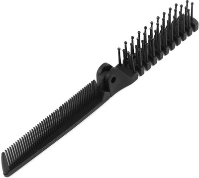

uxcell Plastic Double Headed Toothed Women Travel Foldable DIY Hairdressing Hair Beauty Comb Brush Black