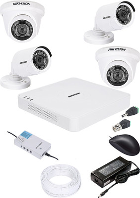 HIKVISION 1080p HD 4 CHANNAL DVR DS-HGHI-F1 & 2Pcs BULLET 720p DS-COT-IRP 2Pcs DOME 720p DS-COT-IRP Camera COMBO KIT Security Camera(4 Channel)
