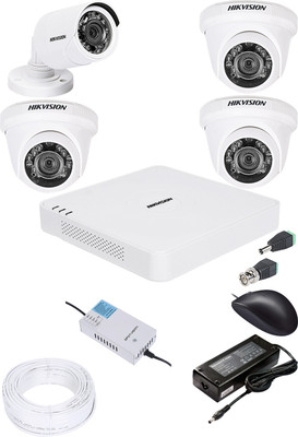HIKVISION 1080p HD 4 CHANNAL DVR DS-HGHI-F1 & 3Pcs DOME 720p DS-COT-IRP 1Pcs BULLET 720p DS-COT-IRP Camera COMBO KIT Security Camera(4 Channel)