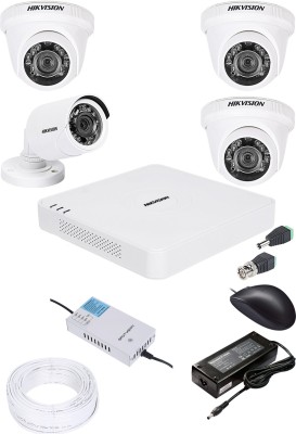 HIKVISION 1080p HD 4 CHANNAL DVR DS-HGHI-F1 & 1Pcs BULLET 720p DS-COT-IRP 3Pcs DOME 720p DS-COT-IRP Camera COMBO KIT Security Camera(4 Channel)