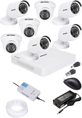 HIKVISION 1080p HD 8 CHANNAL DVR DS-HGHI-F1 & 3Pcs DOME 720p DS-COT-IRP 4Pcs BULLET 720p DS-COT-IRP Camera COMBO KIT Security Camera(8 Channel)