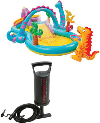

BE YOU OWN LABEL ORIGINAL DINOLAND PLAY CENTER BATH TUB POOL FOR KIDS WITH PUMP Inflatable Pool(Multicolor)