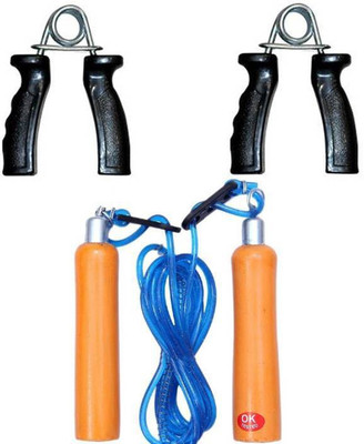 

Monika Sports wooden skipping rope + plastic hand grip for exercise Home Gym Kit