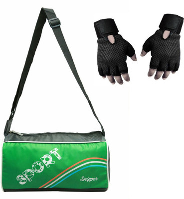 

Snipper Combo of Sports Gym Bag and Gloves(Green&Black) Gym & Fitness Kit