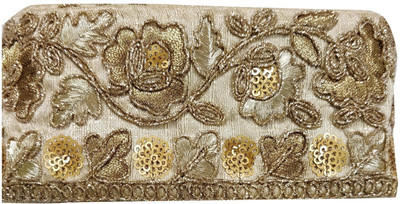 

Sofias L- 99d1 Fashion DIY Peach and Gold embroidered Lace with Sequins - 3 Meters Make your own "Designer Wear" DIY - Do It Yourself ! Lace Reel(Pack of 1)