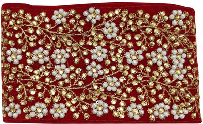 

Sofias L- 98b Fashion DIY Red Velvet Lace - 2.5 Meters Make your own "Designer Wear" DIY - Do It Yourself ! Lace Reel(Pack of 1)
