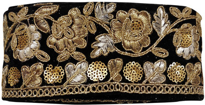 

Sofias L- 99c2 Fashion DIY Black and Gold embroidered Lace with Sequins - 2 Meters Make your own "Designer Wear" DIY - Do It Yourself ! Lace Reel(Pack of 1)