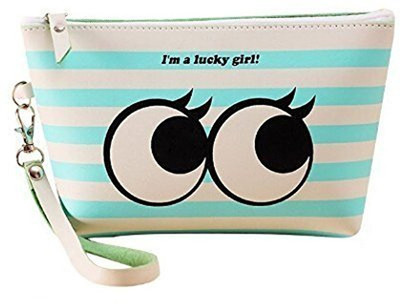 

MK Cosmetic Pouch Travel Case Make up Bag Big eyes Cosmetic Bag(Blue, White)