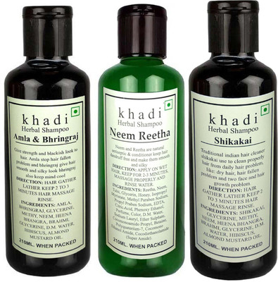 

Khadi Herbal combo - Amla bhringraj , Neem Reetha & Shikakai shampoo(630 ml)
