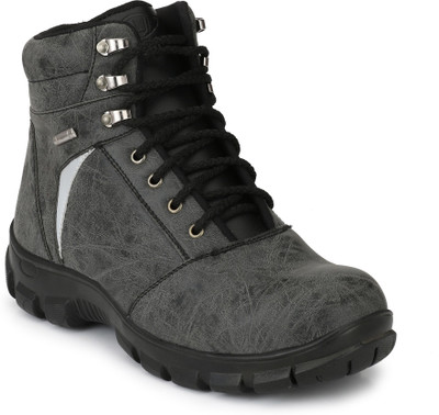 

Fashion Tree Safety Shoe for Men Grey Colour Boots For Men(Grey, Black