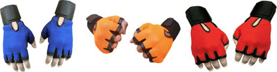 

Vellora Netted Wrist Support Gym & Fitness Gloves (Free Size, Blue, Orange, Red)