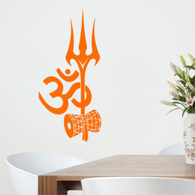 StickerYard 100 cm Shiva Trishul Om Removable Sticker(Pack of 1)