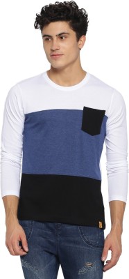 CAMPUS SUTRA Colorblock Men Round Neck White T-Shirt