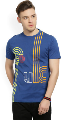 French Connection Printed Men Round Neck Blue T-Shirt at flipkart