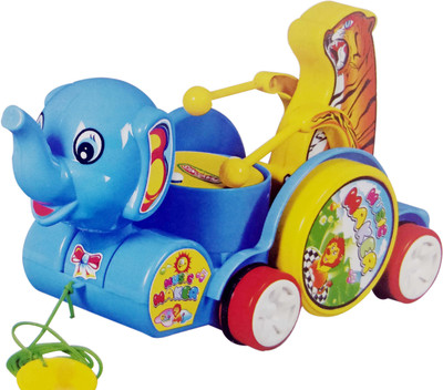 

Bonkerz Sargam Animal With Moving Head And Lion Beating The Drum Pull Along Toy(multi)