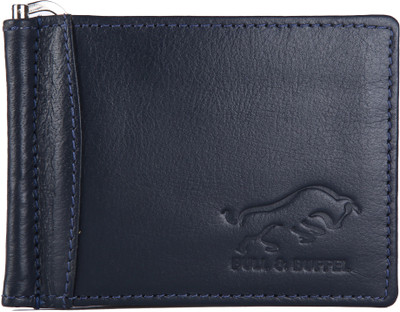 

BULL & BUFFEL Men Blue Genuine Leather Money Clip(8 Card Slots), Blue -02