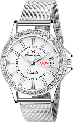 

Buccachi B-L1040-WT-CH White Dial Day And Date Functioning Watch - For Women