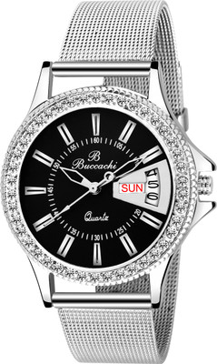 

Buccachi B-L1040-BK-CH Black Dial Day And Date Functioning Watch - For Women