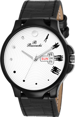 

Buccachi B-G5035-WT-BK White Dial Day And Date Functioning Watch - For Men