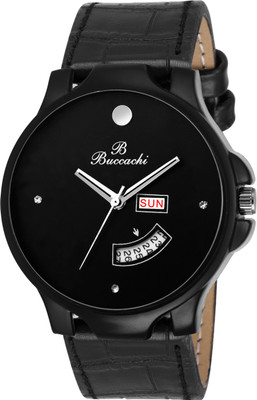 

Buccachi B-G5036-BK-BK Black Dial Day And Date Functioning Watch - For Men