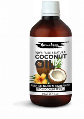 

AROMATIQUE Edible Coconut Oil 200ml,Cold Pressed 100% Pure Extra Virgin Coconut oil for Hair,Coconut Oil for Weight Loss extracted by Traditional Method(200 ml)
