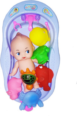 

TALKING GANESHA Shanaya Toys Non-Toxic Soft chu chu Toys Set for Baby Toddler Bath Toys with bath tub, cute baby doll & 6 Chu Chu Toys - Multicolor Bath Toy(Multicolor)