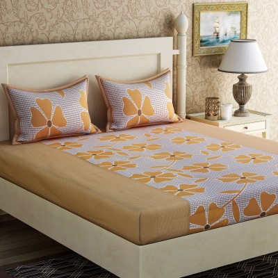 

Zesture 104 TC Cotton Double Floral Bedsheet(Pack of 1, Yellow)