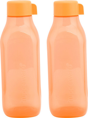 Tupperware Square Water Bottle(Each 1000ml) 1000 ml Bottle(Pack of 2, Gold, Plastic)