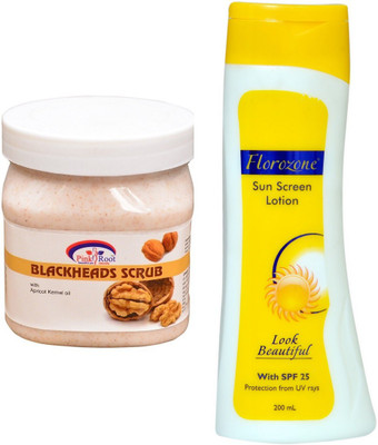 

Pink Root Bleackheads Scrub 500ml and Florozone Sun Screen Lotion With SPF 25(Set of 2)