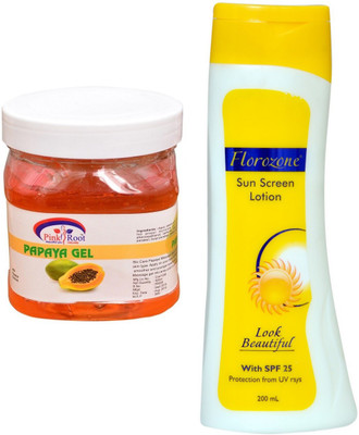 

Pink Root Papaya Gel 500ml and Florozone Sun Screen Lotion With SPF 25(Set of 2)