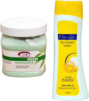 

Pink Root Neem Scrub 500ml and Florozone Sun Screen Lotion With SPF 25(Set of 2)