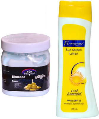 

Pink Root Diamond Cream 500ml and Florozone Sun Screen Lotion With SPF 25(Set of 2)